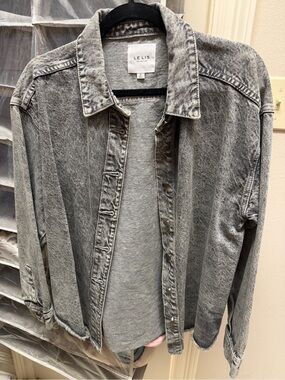 Le Lis Grey Acid-Wash Denim Shacket